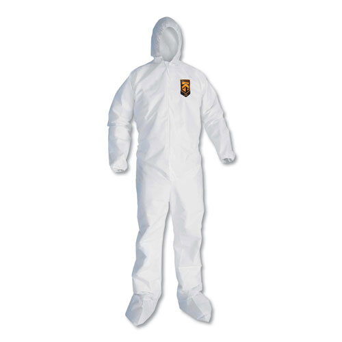 Kleenguard™ A20 Elastic Back And Ankle Hood And Boot Coveralls, 2X-Large, White, 24/Carton