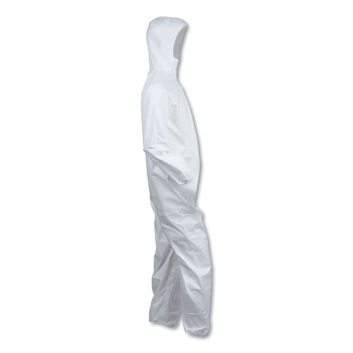 Image of A40 Elastic-Cuff and Ankle Hooded Coveralls, Large, White, 25/Carton