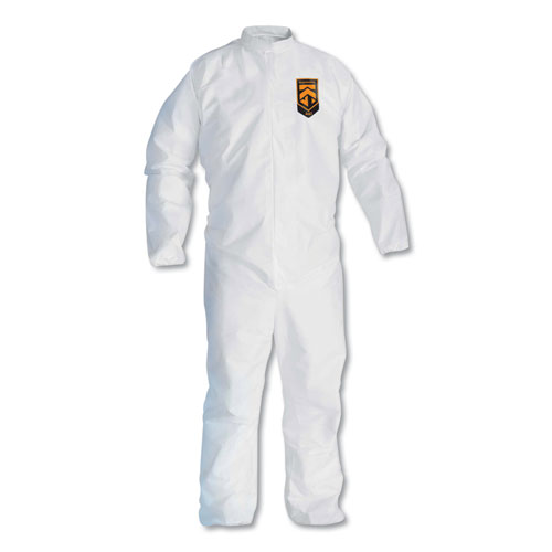KleenGuard™ A30 Elastic Back and Cuff Hooded Coveralls, Medium, White, 25/Carton