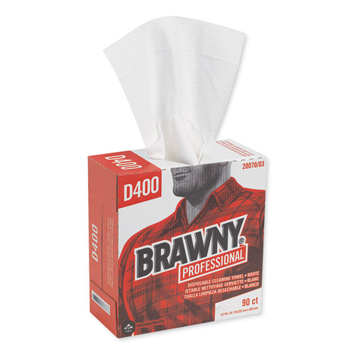 Brawny® Professional Medium Duty Premium DRC Wipers, 1-Ply, 9.25 x 16.3, Unscented, White, 90/Box
