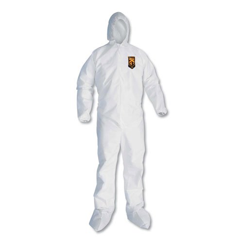 A20 Elastic Back And Ankle Hood And Boot Coveralls, White, X-Large, 24/carton