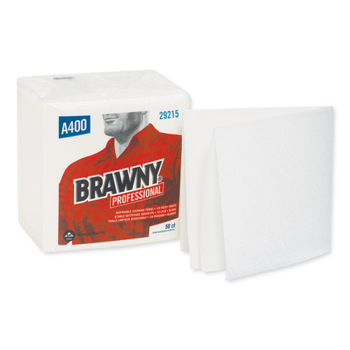 Brawny® Professional All Purpose Wipers, 13 X 13, White, 50/Pack, 16/Carton