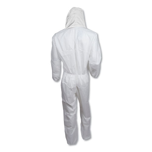 A30 Elastic-Back and Cuff Hooded Coveralls, 2X-Large, White, 25/Carton
