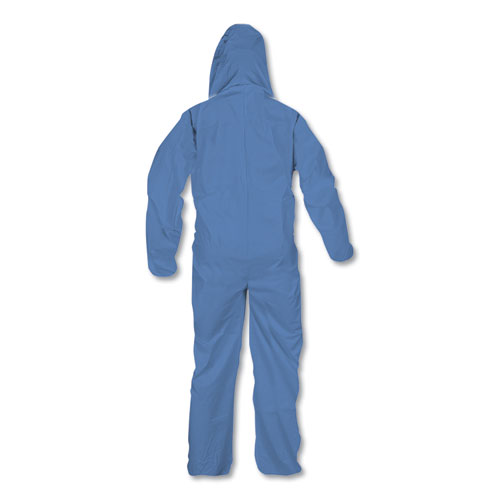 Image of Kleenguard™ A60 Elastic-Cuff, Ankles And Back Hooded Coveralls, 3X Large, Blue, 20/Carton