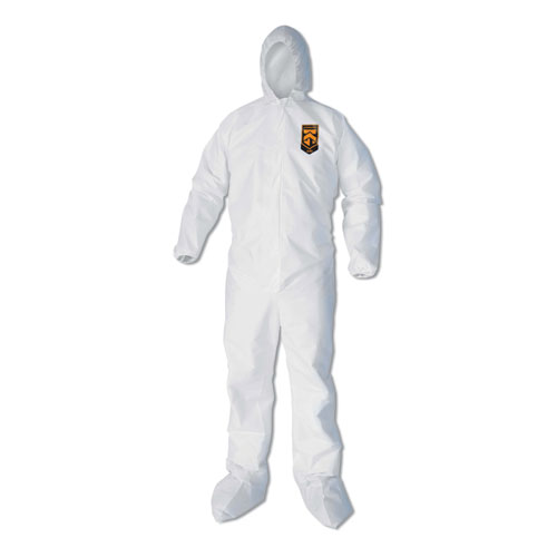 A40 Elastic-Cuff, Ankle, Hood  Boot Coveralls, White, 4X-Large, 25/Carton