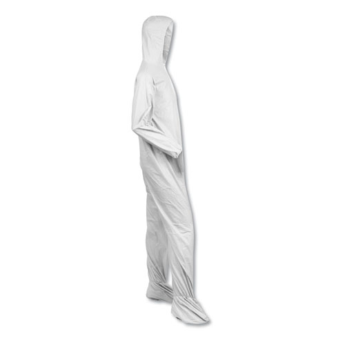 Image of A40 Elastic-Cuff, Ankle, Hood and Boot Coveralls, X-Large, White, 25/Carton