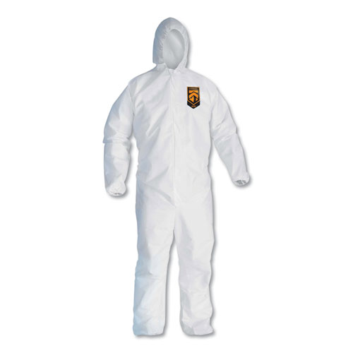 KleenGuard™ A30 Elastic-Back and Cuff Hooded Coveralls, X-Large, White, 25/Carton