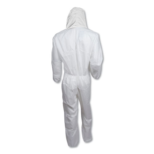 A30 Elastic-Back and Cuff Hooded Coveralls, X-Large, White, 25/Carton