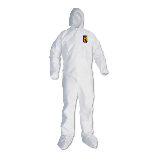 A30 Elastic Back And Cuff Hooded/boots Coveralls, White, 2xl,25/ct