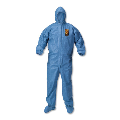 A60 Blood and Chemical Splash Protection Coveralls, 3X-Large, Blue, 20/Carton