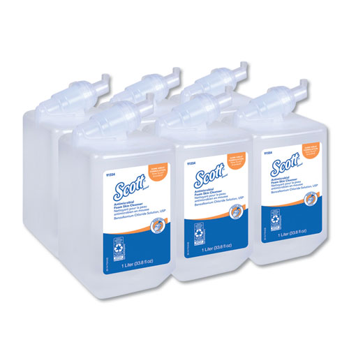 Image of Scott® Antimicrobial Foam Skin Cleanser, Fresh Scent, 1,000 Ml Bottle, 6/Carton