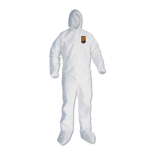 Image of Kleenguard™ A30 Elastic Back And Cuff Hooded/Boots Coveralls, 3Xl, White 21/Carton