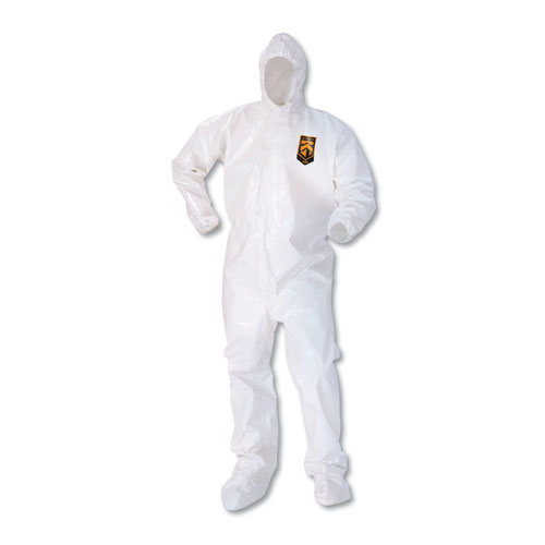 A80 Elastic-Cuff Hood And Boot Coveralls, White, X-Large, 12/carton