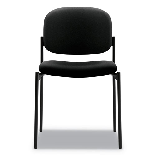Image of Hon® Vl606 Stacking Guest Chair Without Arms, Fabric Upholstery, 21.25" X 21" X 32.75", Black Seat, Black Back, Black Base