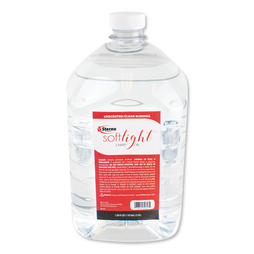 Image of Sterno® Soft Light Liquid Wax Lamp Oil, Clear, 1 Gal Bottle, 4/Carton