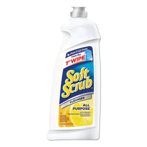 Soft Scrub® All Purpose Cleanser, Lemon Scent, 24 Oz Bottle, 9/Carton
