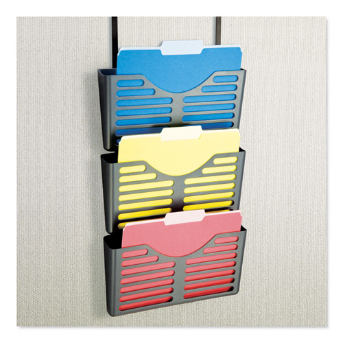 Image of Officemate Verticalmate Cubicle Wall File Pocket, 3 Sections, Letter Size, 13.5" X 6" X 28", Charcoal, 3/Pack