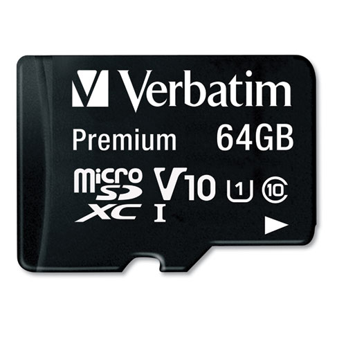 Image of 64GB Premium microSDXC Memory Card with Adapter, UHS-I V10 U1 Class 10, Up to 90MB/s Read Speed