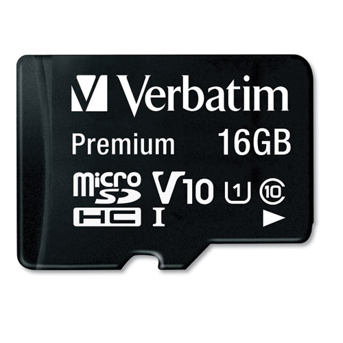 Image of 16GB Premium microSDHC Memory Card with Adapter, UHS-I V10 U1 Class 10, Up to 80MB/s Read Speed