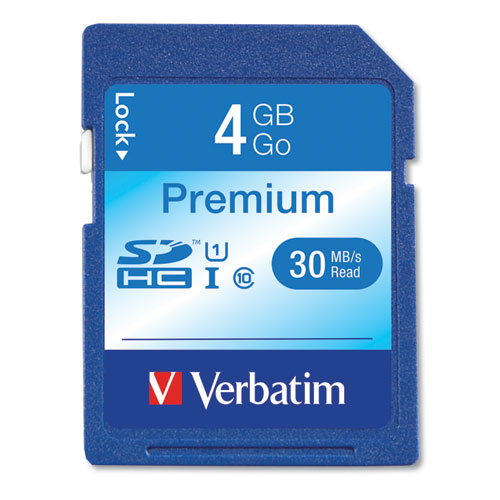 Verbatim® 4Gb Premium Sdhc Memory Card, Uhs-I U1 Class 10, Up To 30Mb/S Read Speed