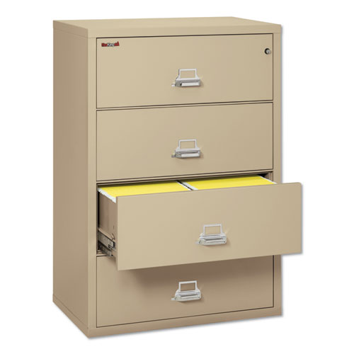 Image of Insulated Lateral File, 4 Legal/Letter-Size File Drawers, Parchment, 37.5" x 22.13" x 52.75", 323.24 lb Overall Capacity