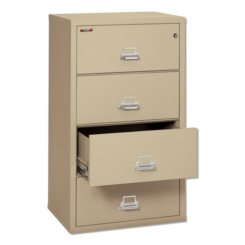 Image of Fireking® Insulated Lateral File, 4 Legal/Letter-Size File Drawers, Parchment, 31.13" X 22.13" X 52.75", 260 Lb Overall Capacity
