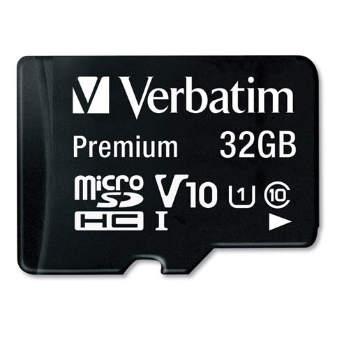 Image of Verbatim® 32Gb Premium Microsdhc Memory Card With Adapter, Uhs-I V10 U1 Class 10, Up To 90Mb/S Read Speed