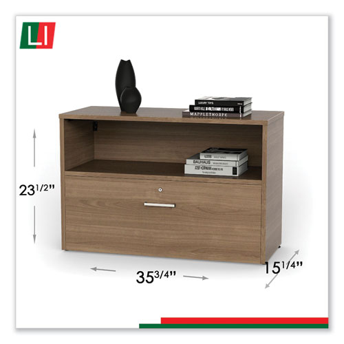 Image of Linea Italia® Urban 36" Credenza, Bottom Pedestal, 35.25W X 15.25D X 23.75H, Natural Walnut