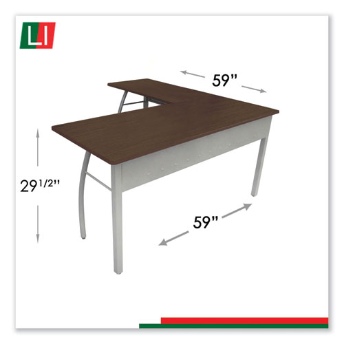 Image of Linea Italia® Trento Line L-Shaped Desk, 59.13" X 59.13" X 29.5", Mocha/Gray