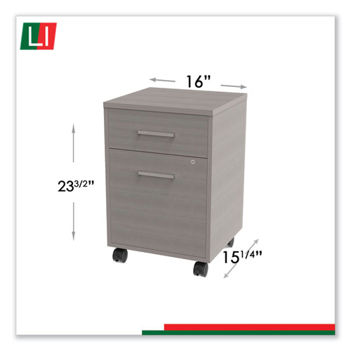 Image of Linea Italia® Urban Mobile File Pedestal, Left Or Right, 2-Drawers: Box/File, Legal/A4, Ash, 16" X 15.25" X 23.75"