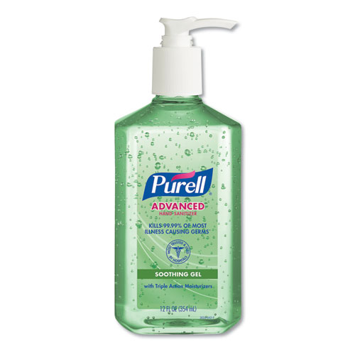Purell® Advanced Soothing Gel Hand Sanitizer, Fresh Scent With Aloe And Vitamin E, 12 Oz Pump Bottle