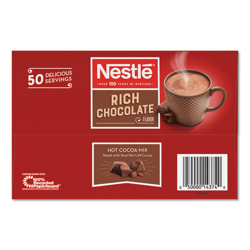 Image of Hot Cocoa Mix, Rich Chocolate, 0.71 oz Packets, 50/Box, 6 Box/Carton