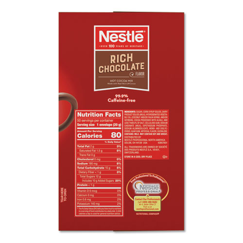 Image of Nestlã©® Hot Cocoa Mix, Rich Chocolate, 0.71 Oz Packets, 50/Box, 6 Box/Carton