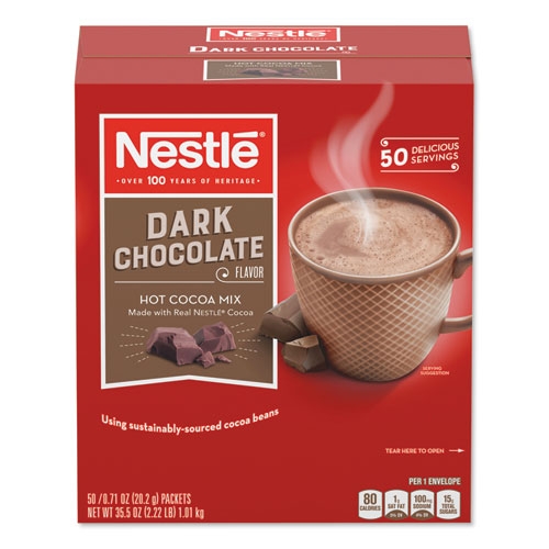Nestlã©® Hot Cocoa Mix, Dark Chocolate, 0.71 Oz, 50/Box