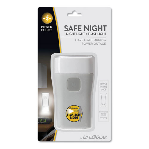 SAFE NIGHT NIGHTLIGHT + FLASHLIGHT, 1 RECHARGEABLE LITHIUM-ION BATTERY (INCLUDED), GRAY