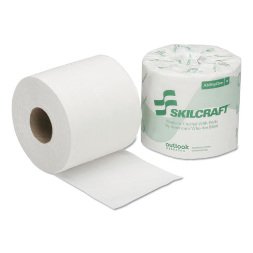 8540005303770, SKILCRAFT, Toilet Tissue, Septic Safe, 1-Ply, White, 1,200 Sheets/Roll, 80 Rolls/Box