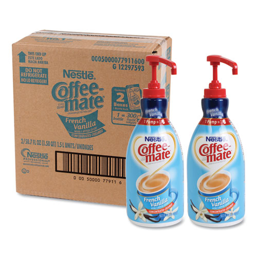 Liquid Coffee Creamer, French Vanilla, 1.5 Liter Pump Bottle, 2/Carton