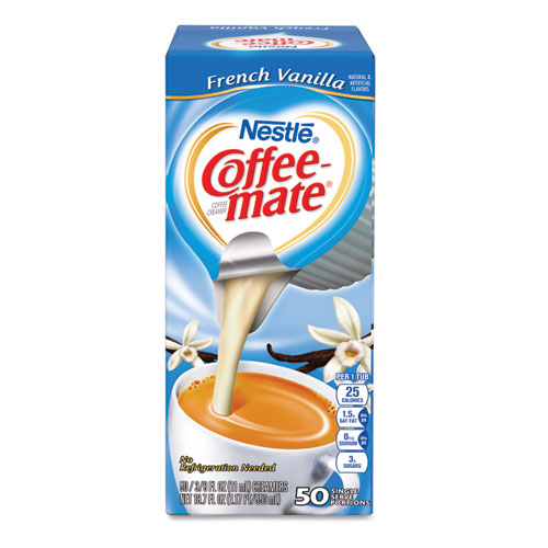 Liquid Coffee Creamer, French Vanilla, 0.38 oz Mini Cups, 50/Box