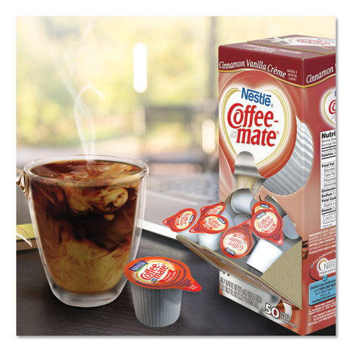 Liquid Coffee Creamer, Cinnamon Vanilla, 0.38 oz Mini Cups, 50/Box