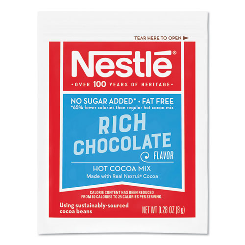 Image of Nestlã©® No-Sugar-Added Hot Cocoa Mix Envelopes, Rich Chocolate, 0.28 Oz Packet, 30/Box