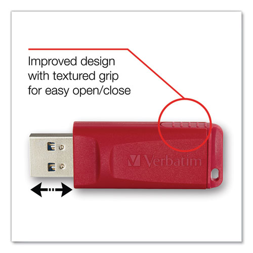 Store 'n' go usb 2.0 flash drive, 4gb, blue/green/red, 3/pack, sold as 1 package