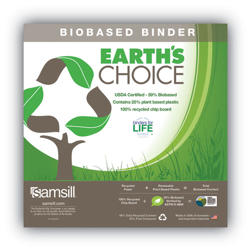 Earth’s Choice Biobased Durable Fashion View Binder, 3 Rings, 1" Capacity, 11 x 8.5, Purple, 2/Pack