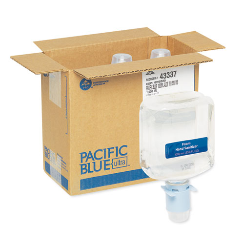 Georgia Pacific® Professional Pacific Blue Ultra Automated Sanitizer Dispenser Refill Foam Hand Sanitizer, 1,000 mL Bottle, Fragrance-Free, 3/Carton