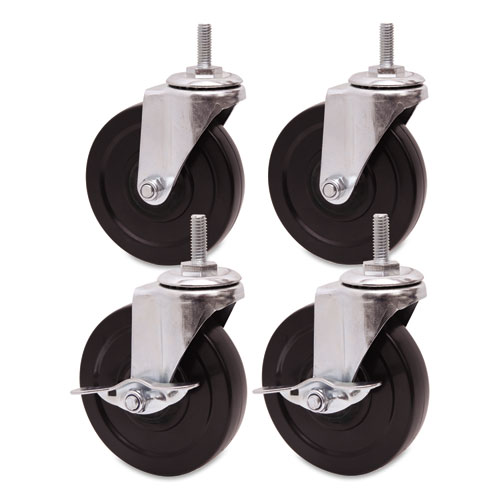 Image of Optional Casters for Wire Shelving, 200 lbs/Caster, Gray/Black, 4/Set