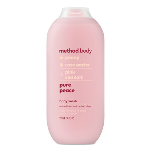 Womens Body Wash, Pure Peace, Peony/Rose Water/Pink Sea Salt, 18 oz, 6/Carton