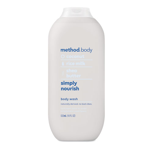 Womens Body Wash, Simply Nourish, Coconut/Rice Milk/Shea Butter, 18 oz, 6/Carton
