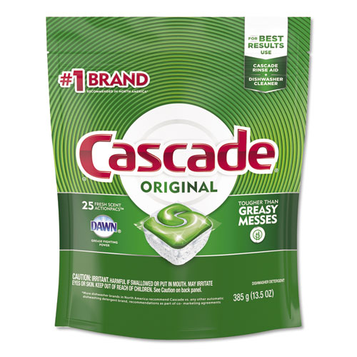 Cascade® ActionPacs, Fresh Scent, 13.5 oz Bag, 25/Pack, 5 Packs/Carton
