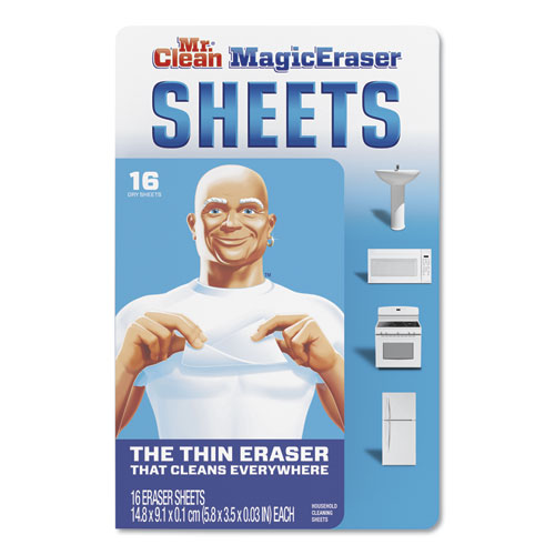 Magic Eraser Sheets, 3.5 x 5.8, 0.03" Thick, White, 16/Pack