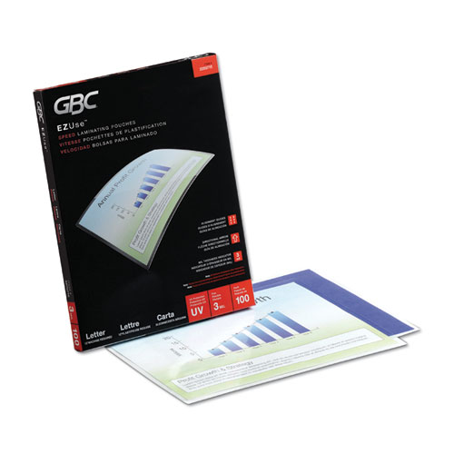 GBC® EZUse Thermal Laminating Pouches, 3 mil, 9" x 11.5", Gloss Clear, 100/Box