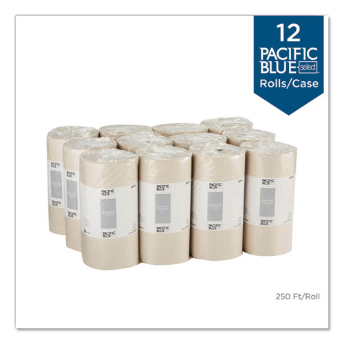 Image of Georgia Pacific® Professional Pacific Blue Basic Jumbo Perforated Kitchen Roll Paper Towels, 2-Ply, 11 X 8.8, Brown, 250/Roll, 12 Rolls/Carton